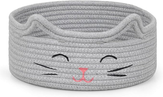 ZLG Small Cat Storage - Cute Rope Basket for Dog Toy, 9.8 x 4 inches