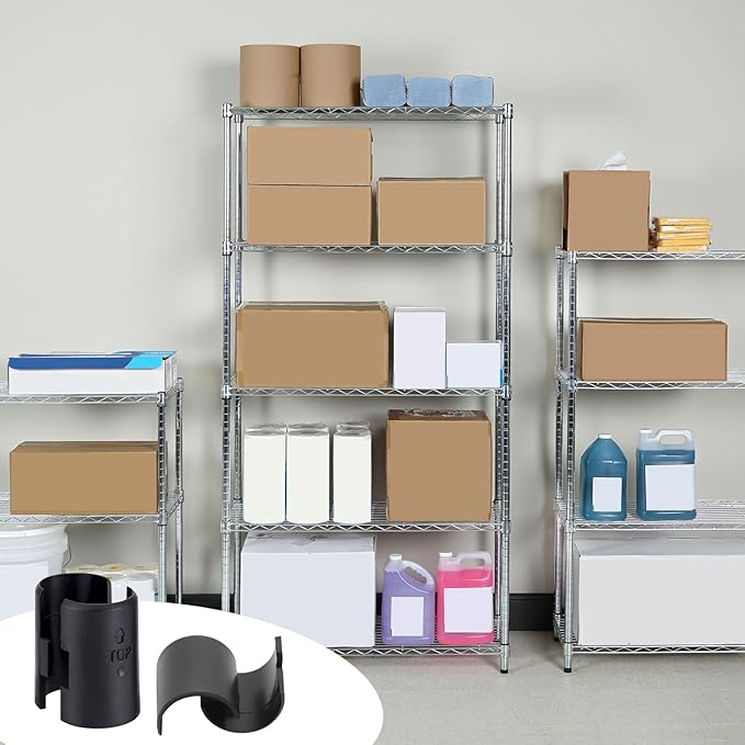 50 Pack Wire Shelf Clips Wire Shelf Locking Clips for 1 in. Posts 25 Pairs of Black Shelf Sleeves, Replacement Plastic Accessory Parts for Wire Shelving Systems