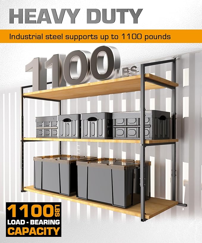 Shipping Container Shelving Rack Steel Container Hanging Shelf Bracket Height Adjustable Fit for 12in 24in Lumber Black Efficient Storage Space No-Drill Installation