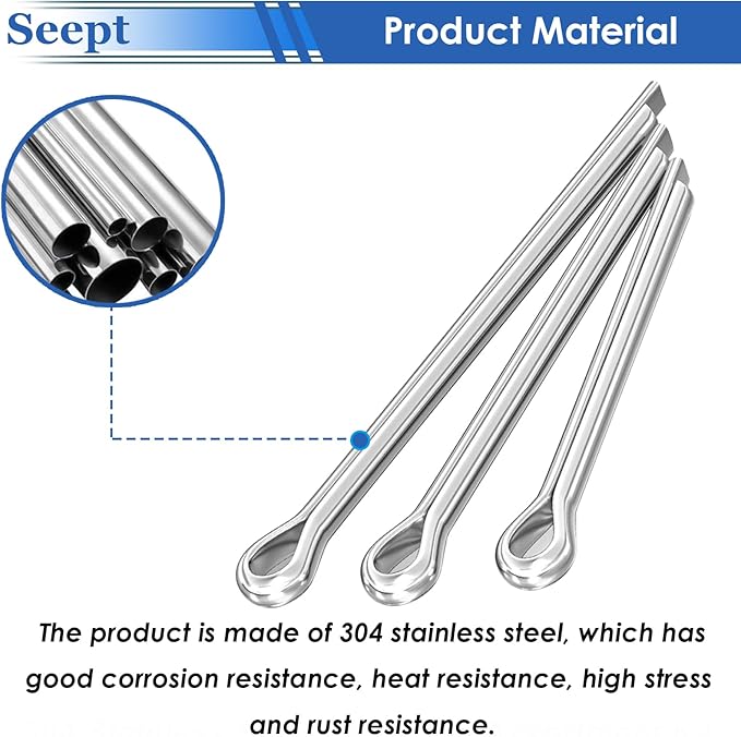 120Pcs Cotter Pins 304 Stainless Steel Cotter Pins Assortment Kit Tractor Pin Used for Hitch Pin Lock System, Trucks, Engine Repair in Towing Hitch Clips & Pins
