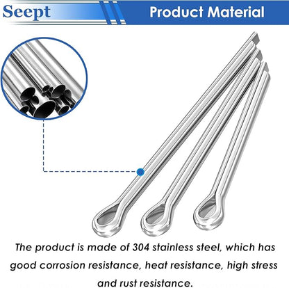 345Pcs Cotter Pins 304 Stainless Steel Cotter Pins Assortment Kit Tractor Pin Used for Hitch Pin Lock System, Trucks, Engine Repair in Towing Hitch Clips & Pins