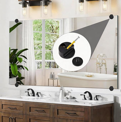 Aluminum Mirror Mounting Clips, Round Shape Wall-Mounted Mirrors Bracket, Glass Clips Clamps Holder, Dresser Mirror Fixed Fitting for 5-11mm Thick Mirror 8 Pieces (Black)