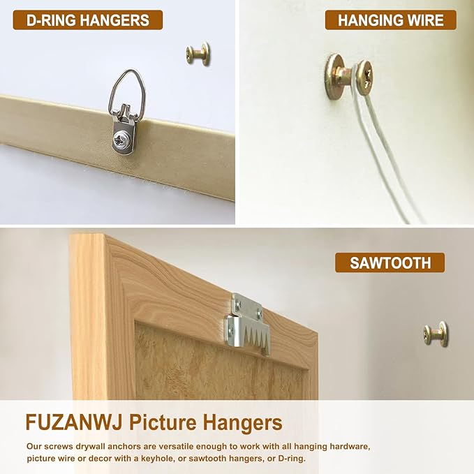 Picture Hangers, 4-in-1 Double Headed Picture Hooks, Picture Hanging Nails for D-Rings, Sawtooth, Wire and Keyholes - Mounts in Drywall and Wood Studs.(30lbs-30 Pack)