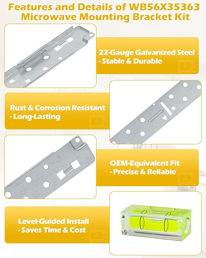 IWIWE WB56X35363 Microwave Mounting Plate/Bracket, Compatible with GE Microwave Ovens, WB02X35527 AP6986668 WB56X10669 PS16216996 1167916 AH1021820 EA1021820 (with Column Level)