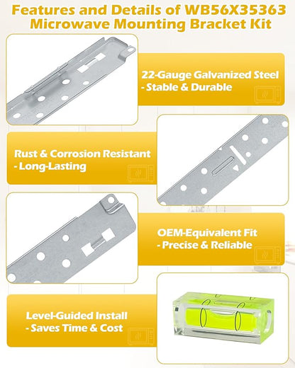 IWIWE WB56X35363 Microwave Mounting Plate/Bracket, Compatible with GE Microwave Ovens, WB02X35527 AP6986668 WB56X10669 PS16216996 1167916 AH1021820 EA1021820 (with Column Level)