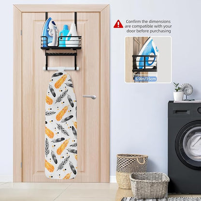 TJ.MOREE Over the Door/Wall Mount Ironing Board Hanger, Laundry Room Iron and Ironing Board Caddy Storage for Water Mister, Fabric Sprays, Laundry Detergent