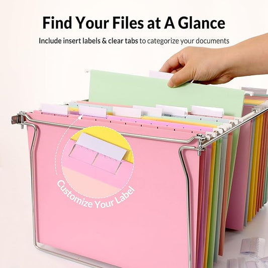 SUNEE 25 Pack Hanging File Folders, Bright Folders, Hanging File Folders Letter Size with 1/5-cut Tabs, Stay Organized for Your Home and Office Bulk File and Documents