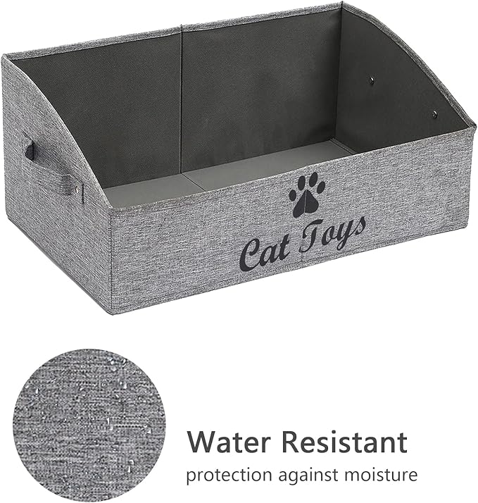Geyecete Foldable Fabric Trapezoid Organizer Box - Collapsible Basket for Dog Toys (Gray)