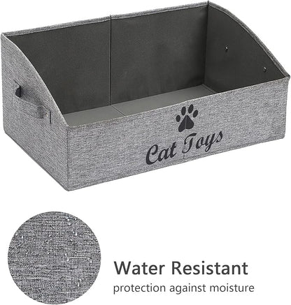 Geyecete Foldable Fabric Trapezoid Organizer Box - Collapsible Basket for Dog Toys (Gray)