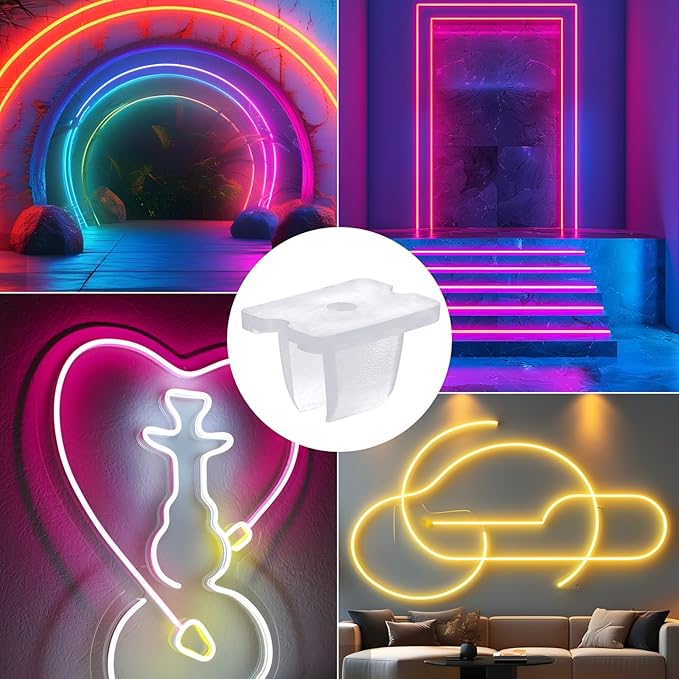 Waterproof LED Strip Mounting Clips Holder Mounting Bracket Neon Mounting Clips Fixing Clamps Holder with 30 Screws for 5mm to 6mm LED Strip Lighting, Translucent, Pack of 30