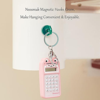 Neosmuk Magnetic Hooks, Heavy Duty 40lb+ Strong Magnet Hook for Cruise Cabins, Cruise Ship Essentials for Hanging, Metal Wall Refrigerator Hangers (Green, 10 Pack)