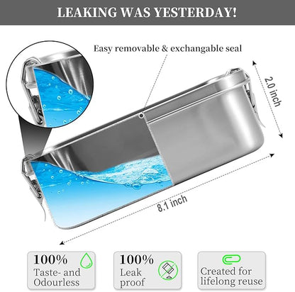 UPTRUST Leak Proof Stainless Steel Lunch Food Container, Large Bento Boxes Metal Lunch Box for Kids or Adults - Lockable Clips (1400ML/47oz)