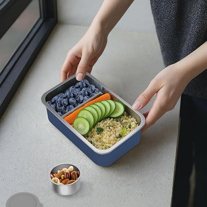 Stainless Steel Bento Lunch Box Set for Adult - 42oz Leak-Proof Bento Lunch Box Container with Thermo, Insulated Bag for Work Travel Dining Out
