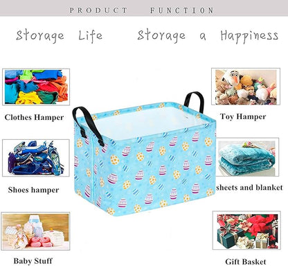 KUNRO Bunny Easter Eggs Basket Storage Basket Gift Shelf Basket Storage Bin, Nursery Basket Organizer Box for With Handles for Room Deco