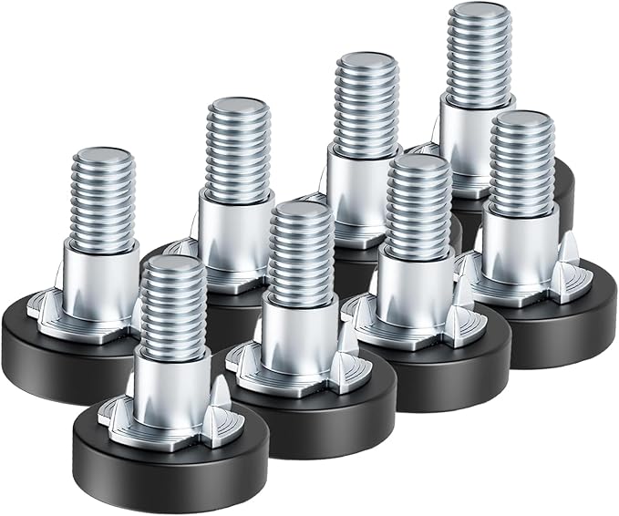 1/4" Thread Leveling Feet, 8 PCS Furniture Levelers with T-Nuts, Adjustable Furniture Feet Threaded Screw in, Table Levelers for Adjusting Individual Cabinet Feet