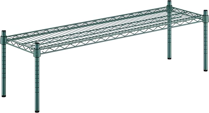 18" x 48" x 14" Green Epoxy Wire Storage Shelf, Dunnage Rack, Commercial 1 Tier Small Shelf