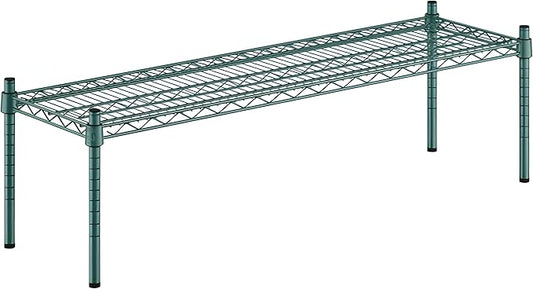 18" x 48" x 14" Green Epoxy Wire Storage Shelf, Dunnage Rack, Commercial 1 Tier Small Shelf