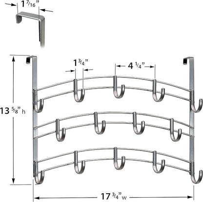 LYNK Professional® Home™ Over The Door Hooks - 14 Hook Over The Door Hanger - Over Door Coat Rack - Hanging Towels or Clothes - Bathroom, Bedroom or Laundry Room - Lifetime Ltd. Warranty – Platinum