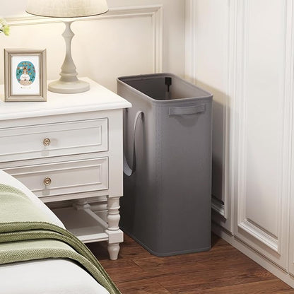Lifewit 2 Pack Slim Laundry Hamper, Collapsible Narrow Laundry Basket, Small Tall Dirty Clothes Hampers with Handles for Bathroom Bedroom College Dorm, Grey, 50L