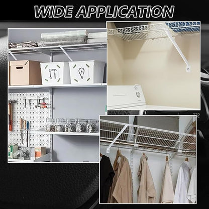 6 PCS Wire Shelf Brackets 17in White Shelf Support Bracket for Wire Shelving Metal Closet Support Bracket with Anchors, Screws Closet Wires Shelving Accessories for Supporting Shelves Racks