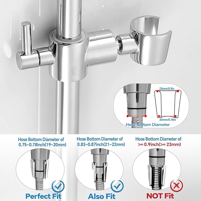 Shower Slide Bar Adjustable Handheld Shower Head Holder Wall Mount - 30inch All-Metal Shower Head Slide Bar Compatible with Bathroom Drill Free Glue Installation - Polished Chrome