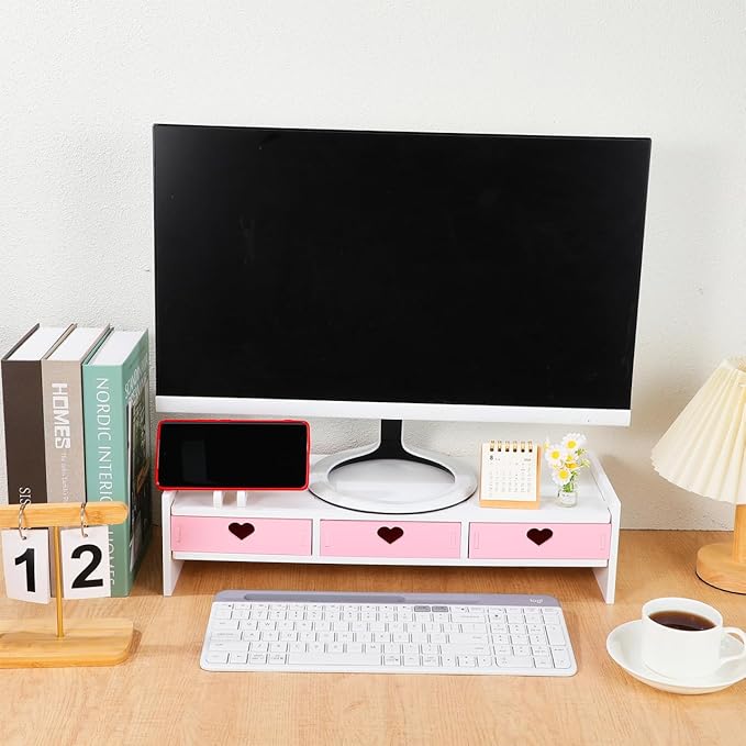 1pc Monitor Stand Monitor Table Monitor Decoration Screen Enhancement Organizer Desk Stand Stand for Desktop Monitor Riser with Organizer Conputer PVC Pink