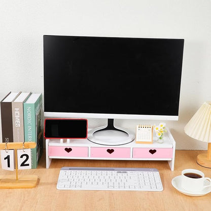 1pc Monitor Stand Monitor Table Monitor Decoration Screen Enhancement Organizer Desk Stand Stand for Desktop Monitor Riser with Organizer Conputer PVC Pink