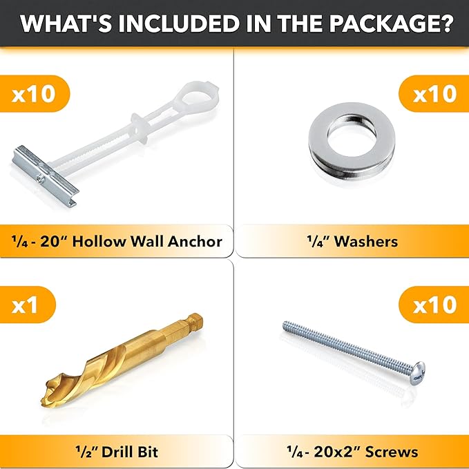 CondoMounts Universal Metal Stud Anchors | Steel Stud | Wall Mounting Anchors | TV Mount for Metal Studs | Supports 90lbs | Elephant Anchor Kit Mounting (Steel Stud TV Mounting Kit, 10 Anchors)