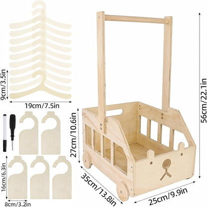 22" x14"x10" Wooden Pet Wardrobe Closet with 10 Hangers, 5 Split Labels & 1 Pen, Easy Assembly Crate for Dog/Cat Closet, Dog Closet Organizer for Toys Clothes and Accessories