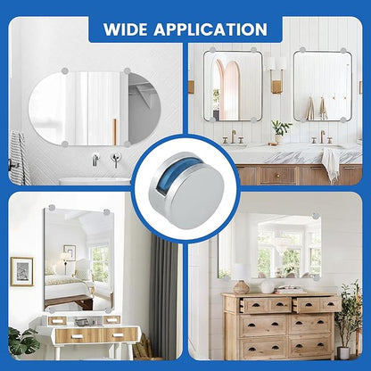 8 Pack Frameless Mirror Mounting Hardware Kit, Zinc Alloy Mirror Holders, Mirror Glass Hanging Bracket, Glass Mounting Clips Bathroom Mirrors Supporting Shelf Clamps Fits for 3-5mm Thick Glass
