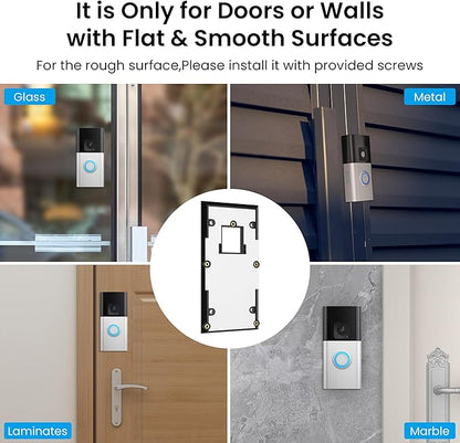 No-Drill Adhesive Doorbell Mount Compatible with Ring Video Doorbell 4 /Battery Doorbell Plus/Pro, Door Mounting Holder Bracket Accessories for Apartments Office Houses (2 Pack)