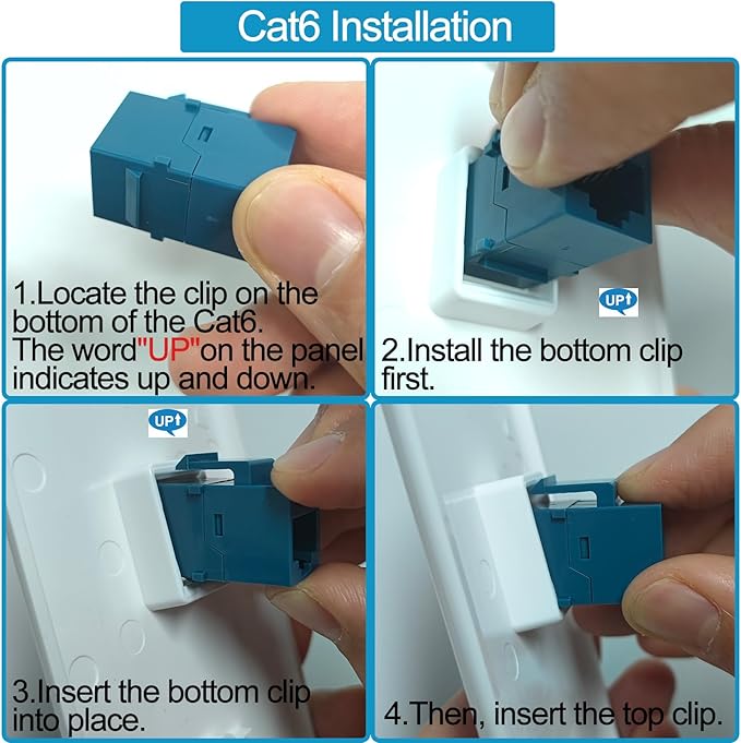 5 Pack Ethernet Wall Outlet Cat6 Plate RJ45 Coupler Keystone Jack Female to Female Gifts Network Blue 1 Port Inline Connector with Low Voltage Mounting Bracket Internet Interconnect Panels Cable