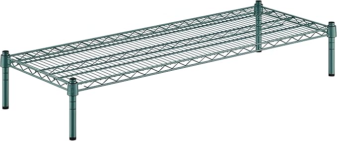 18" x 48" x 8" Green Epoxy Wire Storage Shelf, Dunnage Rack, Commercial 1 Tier Small Shelf