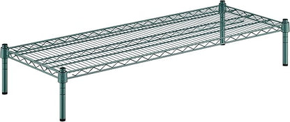 18" x 48" x 8" Green Epoxy Wire Storage Shelf, Dunnage Rack, Commercial 1 Tier Small Shelf