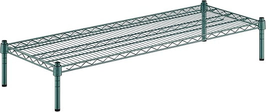 18" x 48" x 8" Green Epoxy Wire Storage Shelf, Dunnage Rack, Commercial 1 Tier Small Shelf