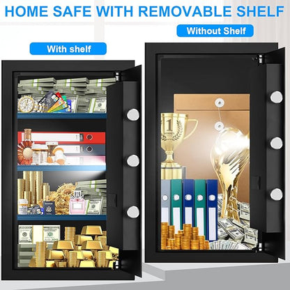 6.0 Cuft Extra Large Fire Safe Box for Home, Document Safe Box Fireproof Waterproof with Combination Keypad, Spare Keys and Removable Shelves, Digital Safes for Home Office Money Valuables