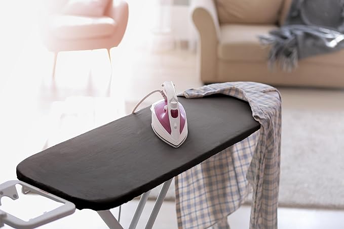 Encasa XO Mini Ironing Board Cover with Extra Thick Pad, Plain Colors, Elasticated, (Fits Standard Mini Boards of 28"x12") Heat Reflective - Grey
