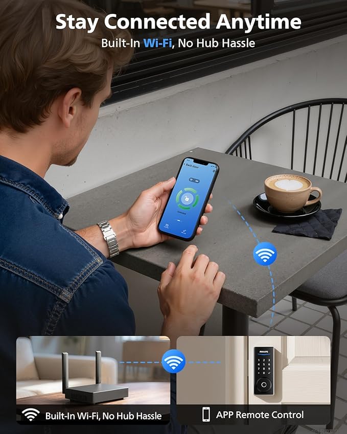 Philips Built-in WiFi Smart Lock with Handle, Nickel