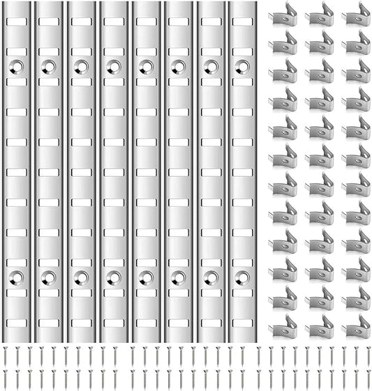 Adjustable Shelf Bracket 40 Inch 8 Pack Silver Shelf Pilaster Strips Shelf Rail Shelf Track Adjustable Wall Shelves Shelf Standards and Supports for Cabinet Closet Organization (Silver)