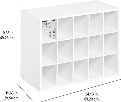ClosetMaid 15 Cube Stackable Storage Organizer for Shoes, Bags, Crafts, Hobbies with Wood Shelves, for Closet, Entryway or Mudroom, Dark Cherry