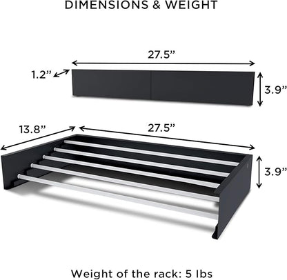 Step Up Laundry Drying Rack (27.5-INCH Industrial Gray), Wall Mounted, Retractable Clothes Drying Rack, 40lbs Load Capacity, 11.6 Linear Ft, with Wall Template and Long Screwdriver Bit