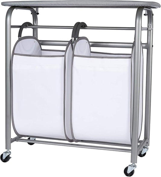 Neatfreak - Laundry Sorter with Ironing Board - 3-in-1 Laundry Basket, Ironing Station & Laundry Folding Table - 2 x Tote Hampers for Laundry, Towels & Bathroom Storage