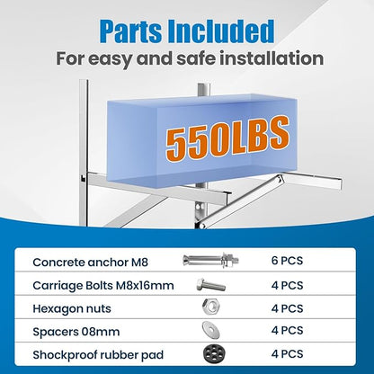 Mini Split Wall Mounting Bracket 304 Stainless Steel for 9000-24000 BTU Air Conditioner, Heavy Duty AC Support Bracket for Wall Mount Condenser AC Heat Pump Systems, Max 500 Lb