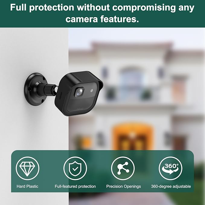 Blink Camera Mount for Outdoor 2K+, 3 Pack Protective Housing and 360° Adjustable Bracket, Snap-On Case for Easy Battery Change, Cable Management Blink Sync Module Mount(Black)