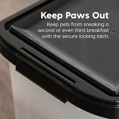 IRIS USA Dog Food Storage Container 50 lbs, with Removable Rolling Wheels, for Dog Cat Bird and Other Pets, Food Storage Bin, Keep Fresh, Made in USA, Pearl/Black