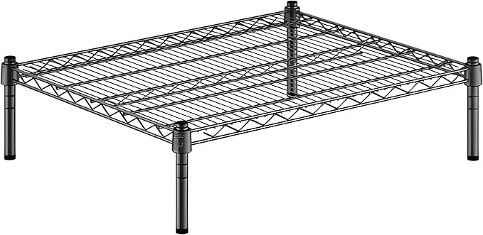 24" x 30" x 8" Black Epoxy Wire Storage Shelf, Dunnage Rack, Commercial 1 Tier Small Shelf