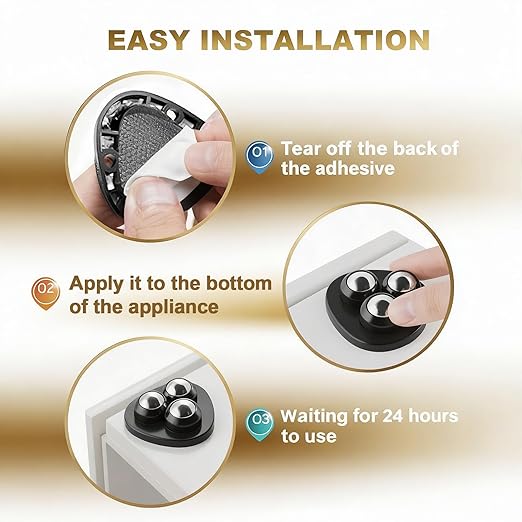 Self Adhesive Caster Wheels for Countertop - Furniture Sliders & Appliance Rollers for Kitchen, Coffee Machine, Blender, Oven - Easily Solves The Problem of Desktop Sliding (Black, 24pcs)