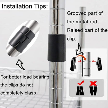 WAFJAMF 10 Pack Wire Shelving Shelf Lock Clips for 1" Post- 5 Pairs Shelving Sleeves Replacements for Wire Shelving System