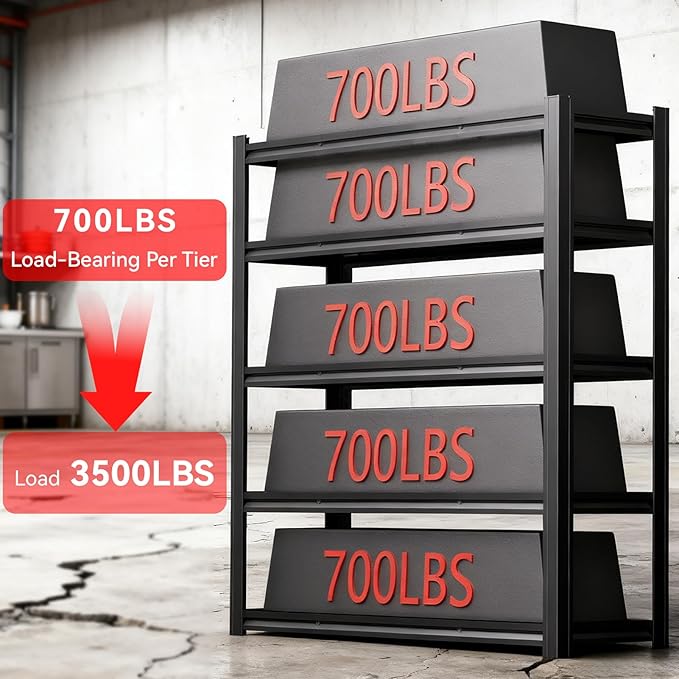 Garage Shelving, Heavy Duty Storage Shelves Metal Shelf Unit Adjustable Industrial Storage Racks for Shop,Warehouse,Basement (84H*62W*24D, 5)