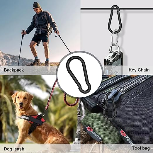 Small Carabiner Clip Hook, 2.36 inch 10 pcs Black Heavy Duty Spring Snap Hook Key Chain, Carabiners Clips for Outdoor Camping, Swing Set, Hammock, Hiking Travel, Fishing, Quick Link Keychain